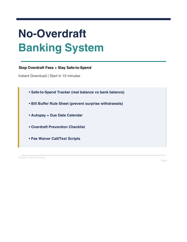 Cover page of the No-Overdraft System